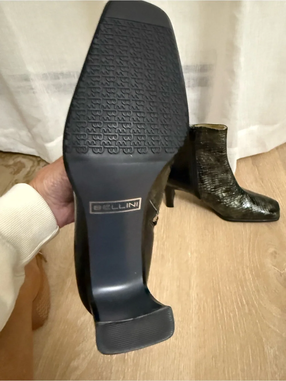 Bellini Green Croc-Embossed Leather Ankle Boots - Women's